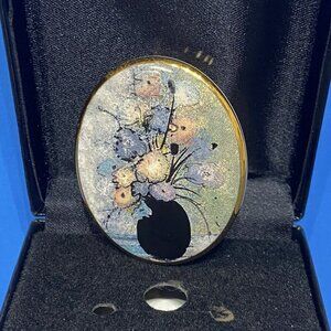 P. Buckley Moss Society 15th Anniversary "Pat's Flowers " Porcelain Brooch Pin